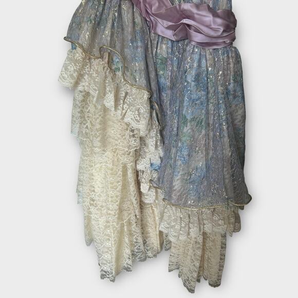 Vintage 80s Loralie Original Prom Dress Cottagecore Shimmer Lace Romantic sz 10 - Picture 9 of 16